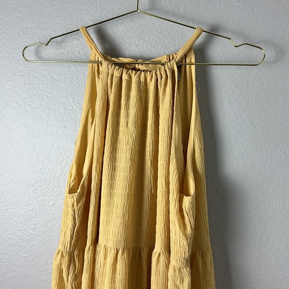 A New Day Yellow Adjustable Halter Neck Tiered Dress - Picture 2 of 7